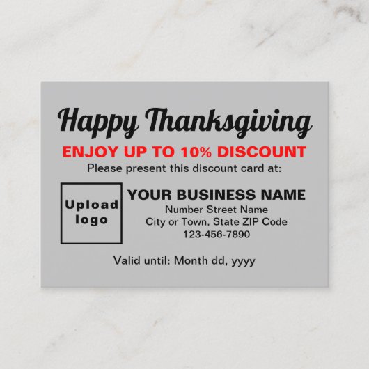 Carte de réduction Gray de Thanksgiving Business (Devant)