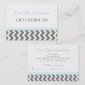 Carte De Réduction Gris Chevron d'Aqua de certificat-prime de salon (Devant / Derrière)