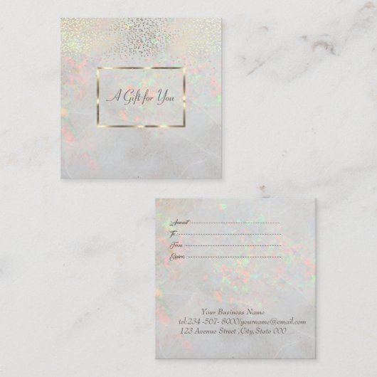 Carte De Réduction Holographie Opal Moderne, Cadre, Confetti (Devant / Derrière)