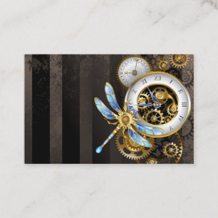 Carte De Réduction Horloge à vapeur avec libellule mécanique