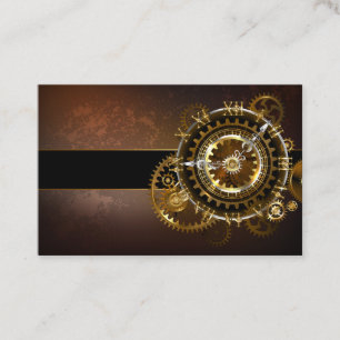 Carte De Réduction Horloge Steampunk avec des engrenages anciens