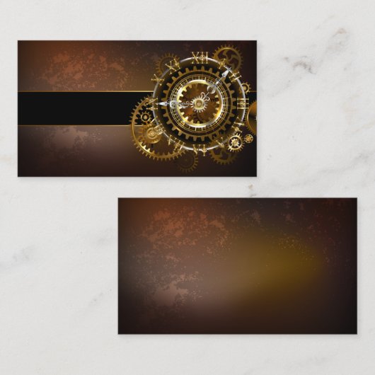 Carte De Réduction Horloge Steampunk avec des engrenages anciens (Devant / Derrière)