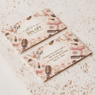 Carte De Réduction Illustration de coiffeuse à l'arc rose