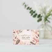 Carte De Réduction Illustration de coiffeuse à l'arc rose (Debout devant)