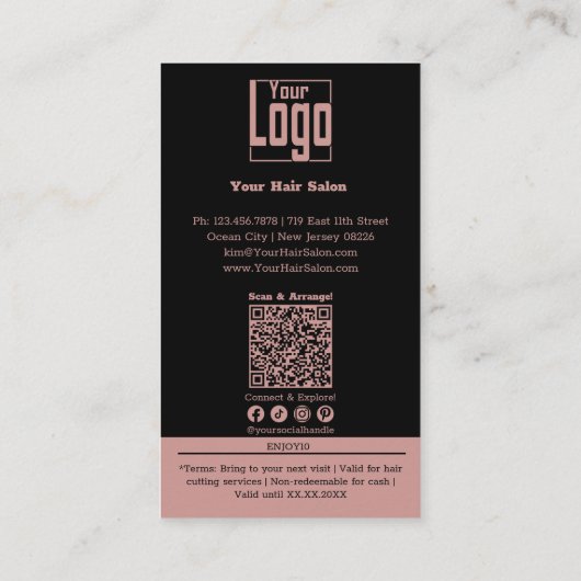 Carte De Réduction Image de coiffeur tendance $10 Off (Dos)