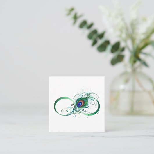 Carte De Réduction Infinity Symbol with Peacock Feather (Debout devant)