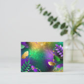 Carte De Réduction Iridescente mardi gras arrière - plan avec perles (Debout devant)