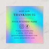 Carte De Réduction Iridescente Moderne Gras Typographie Petite entrep (Dos)