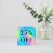 Carte De Réduction Iridescente Moderne Gras Typographie Petite entrep (Debout devant)