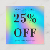 Carte De Réduction Iridescente Moderne Gras Typographie Petite entrep (Devant)