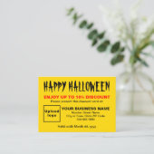 Carte de réduction Jaune d'Halloween d'affaires (Debout devant)