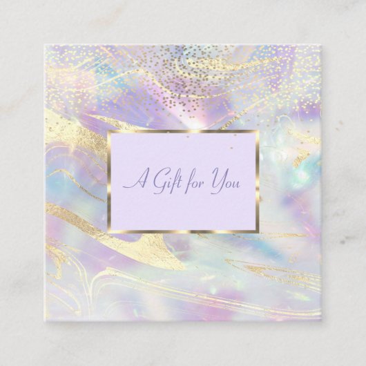 Carte De Réduction Joli Holographe, Opale, Cadre, Confetti (Devant)