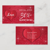 Carte De Réduction La Saint-Valentin Parties scintillant rouge du coe (Devant / Derrière)