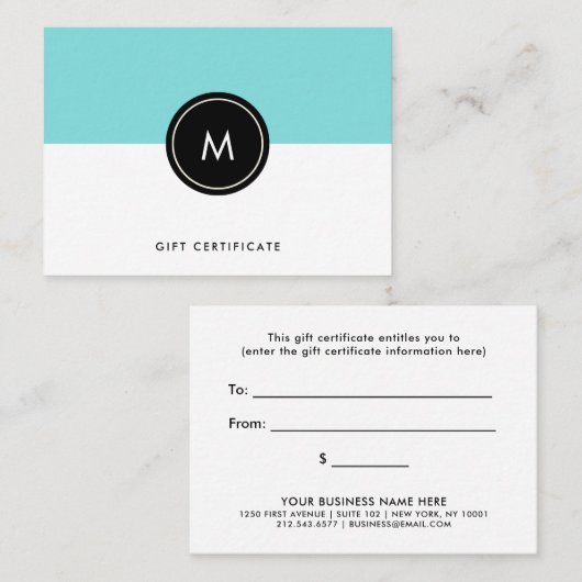 Carte De Réduction La turquoise chic et noircissent le (Devant / Derrière)