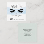Carte De Réduction Lavage d'aquarelle bleu pastel et cils de glam (Devant / Derrière)