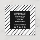 Carte De Réduction Lignes artisanales minimes chic noir & blanc socia (Dos)