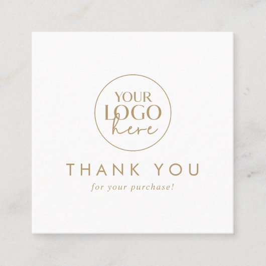 Carte De Réduction Logo Chic Gold Typographie Code QR Merci (Devant)