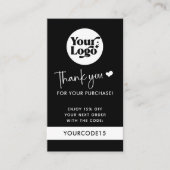 Carte De Réduction Logo d'entreprise de Merci noir Code QR Retail (Devant)