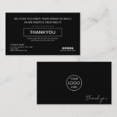 Carte De Réduction Logo d'entreprise du Merci de remise noir personna (Devant / Derrière)