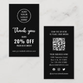 Carte De Réduction Logo d'entreprise Loyauté noir blanc QR Code verti (Devant / Derrière)