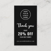 Carte De Réduction Logo d'entreprise Loyauté noir blanc QR Code verti (Devant)