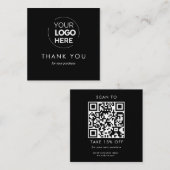 Carte De Réduction Logo d'entreprise noir personnalisé Merci de code (Devant / Derrière)
