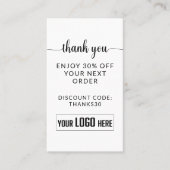 Carte De Réduction Logo d'entreprise Promotion minimaliste du Merci é (Devant)