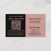 Carte De Réduction Logo du Salon moderne QR Code Merci rose noir (Dos)