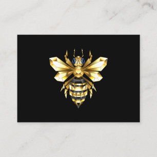 Carte De Réduction Logo Faux Gold Foil Bee Polygonal sur Noir
