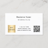 Carte De Réduction Logo noir en or blanc qr code entreprise (Dos)
