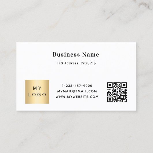 Carte De Réduction Logo noir en or blanc qr code entreprise (Dos)
