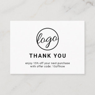 Carte De Réduction Logo personnalisé QR Code simple noir et blanc mod