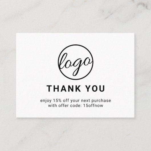 Carte De Réduction Logo personnalisé QR Code simple noir et blanc mod (Devant)