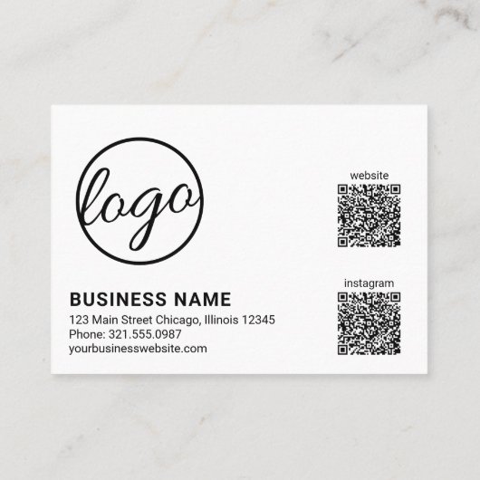 Carte De Réduction Logo personnalisé QR Code simple noir et blanc mod (Dos)