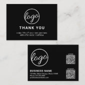 Carte De Réduction Logo personnalisé QR Code Simple Noir Moderne (Devant / Derrière)