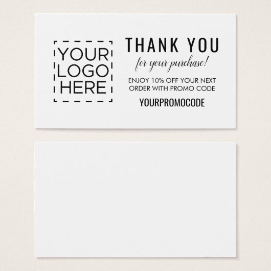 Carte de réduction Logo Simple Promo Code Coupon (Devant & derrière)