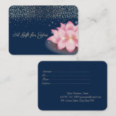 Carte De Réduction Lotus Violet Élégant, Confetti, Bleu Marine (Devant / Derrière)