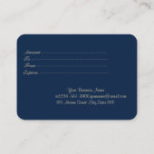 Carte De Réduction Lotus Violet Élégant, Confetti, Bleu Marine (Dos)