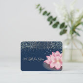 Carte De Réduction Lotus Violet Élégant, Confetti, Bleu Marine (Debout devant)