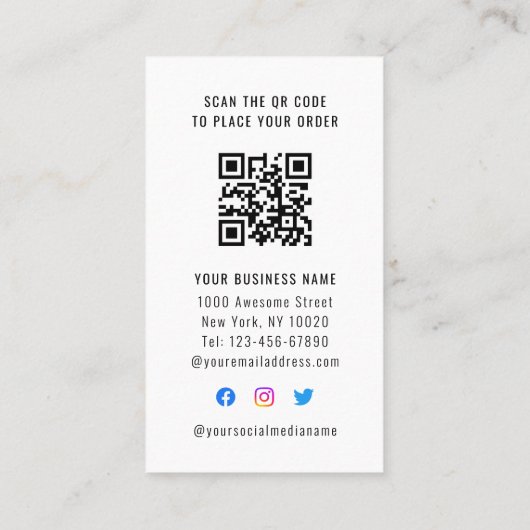 Carte De Réduction Loyauté du logo commercial vertical Code QR noir b (Dos)