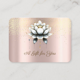 Carte De Réduction Luxueux Lotus Blanc, Confettis, Or Rose