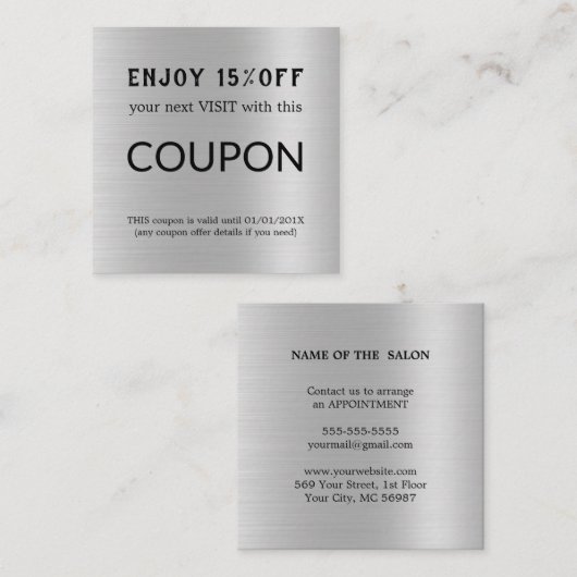 Carte De Réduction Luxury Silver Glitter Salon Supplies (Devant / Derrière)