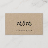 Carte De Réduction Maman moderne | Kraft Rustic Mommy Contact Card (Devant)