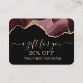 Carte De Réduction Marbre chic paillettes or (Devant)