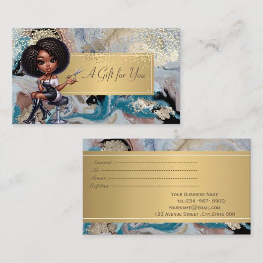 Carte De Réduction Marbre de coiffeur afro-américain, Confetti (Devant / Derrière)