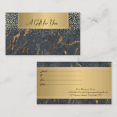 Carte De Réduction Marbre gris doré confetti tendance cool (Devant / Derrière)
