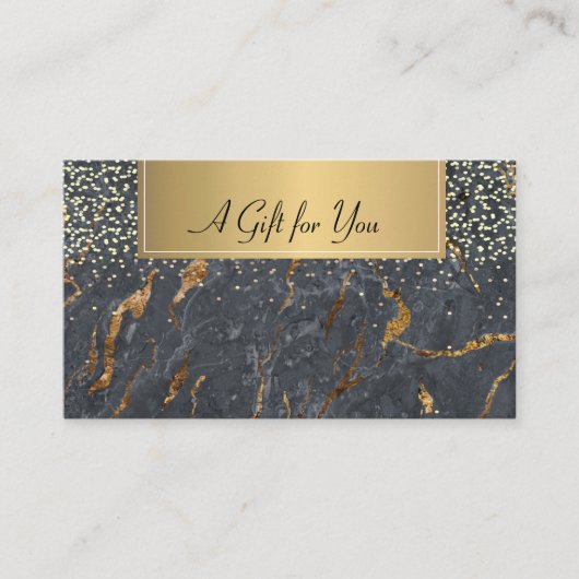 Carte De Réduction Marbre gris doré confetti tendance cool (Devant)