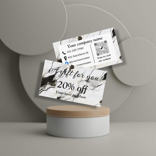 Carte De Réduction Marbre noir et blanc