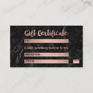 Carte De Réduction Marbre rose de noir de typographie d'or de