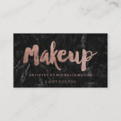 Carte De Réduction Marbre rose de noir de typographie d'or de (Devant)